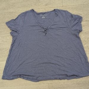 American Eagle Outfitters Gray Relaxed Tie Front Tee